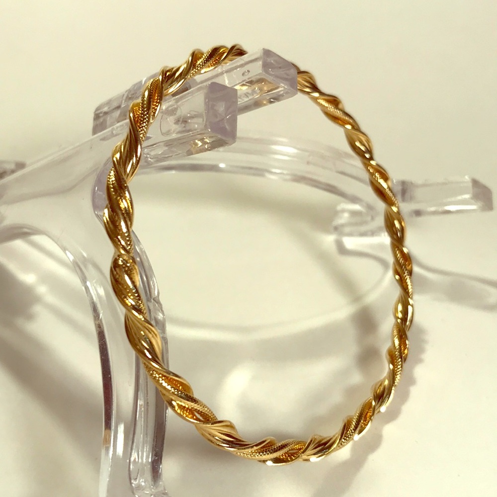 Gold Tone Twisted Bangle Bracelet